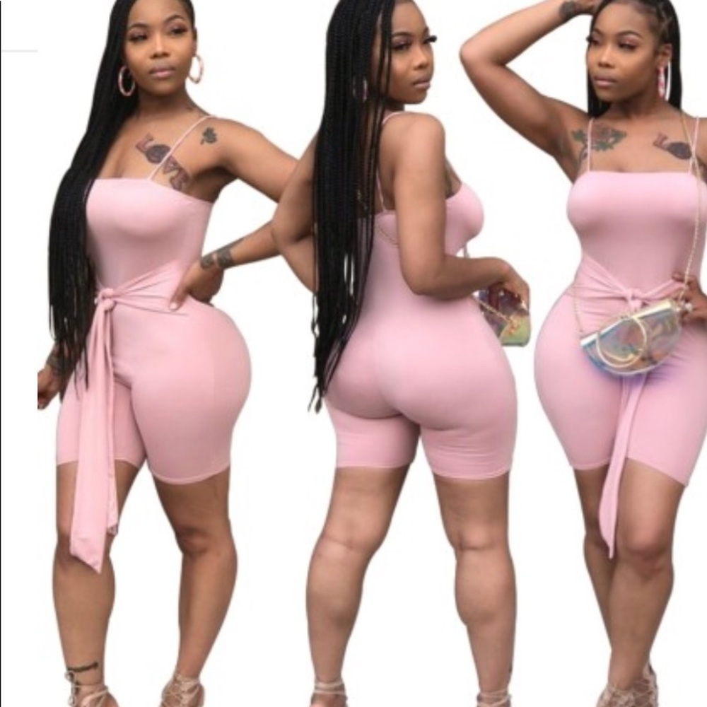 Pink Spaghetti strap romper